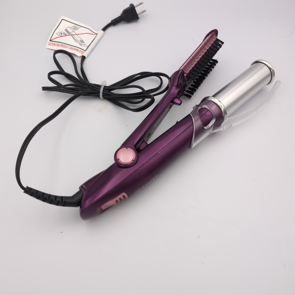 InStyler Rotating Iron Purple Hair Straightener Curler IS1001-11 1.25 Works